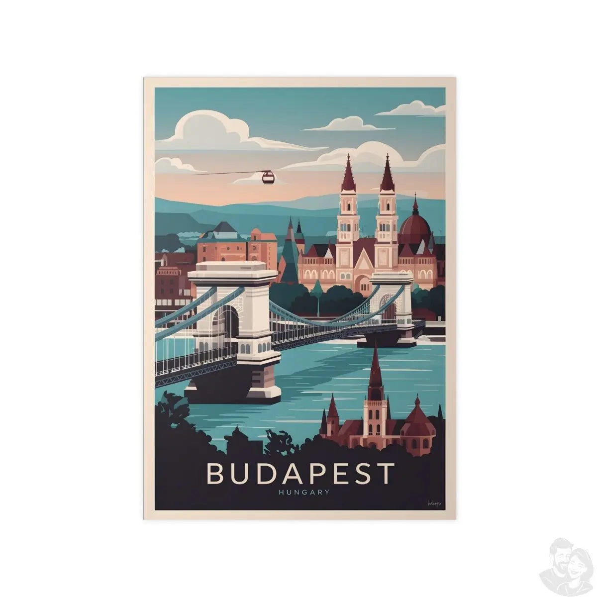 Budapest Reiseposter - Ungarische Hauptstadt Kunstdruck - Poster bei HappyHugPixels