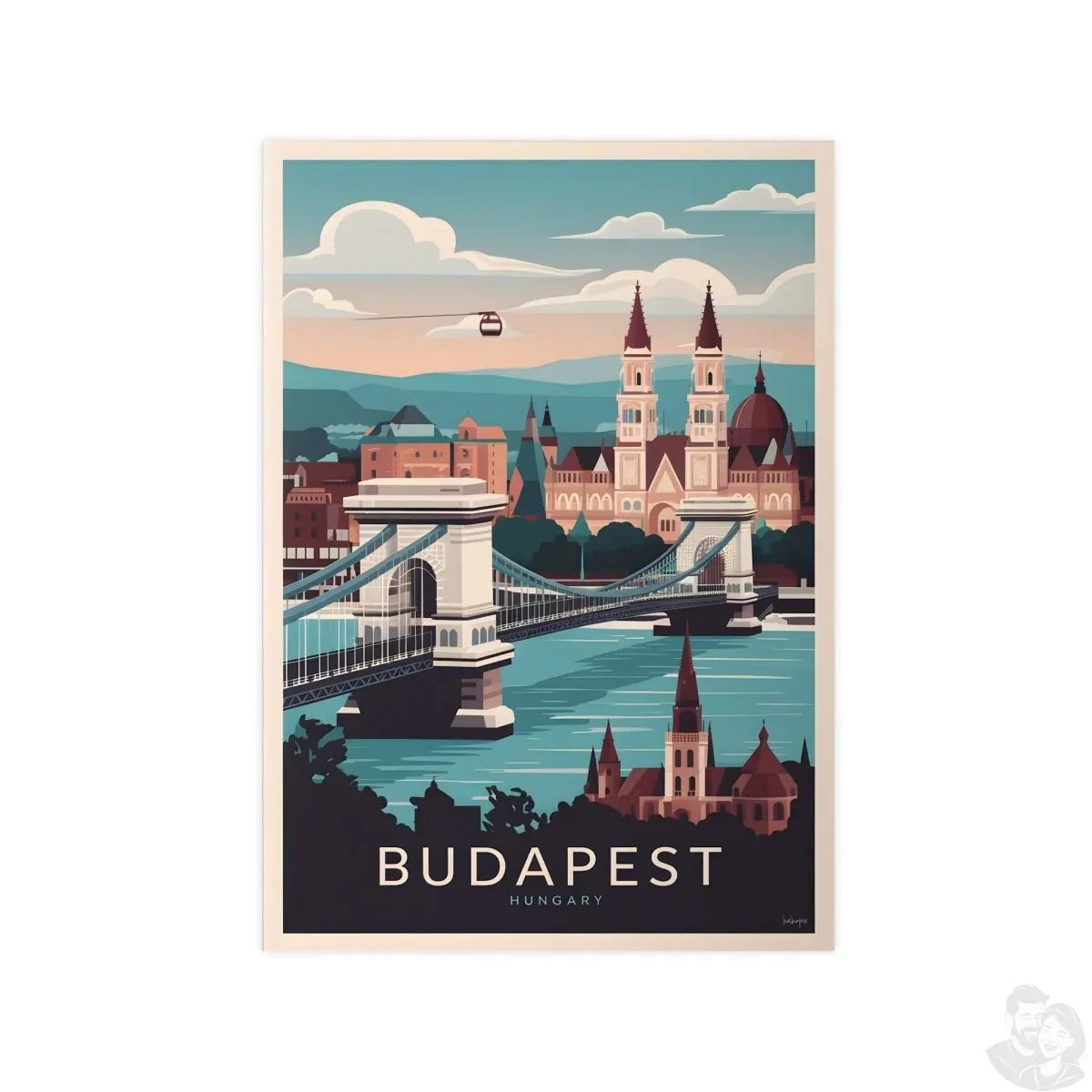 Budapest Reiseposter - Ungarische Hauptstadt Kunstdruck - Poster bei HappyHugPixels