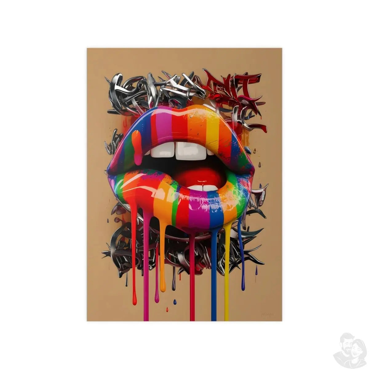 Kunstposter Bunte Lippen – Modernes Grafikkunstwerk - Poster bei HappyHugPixels