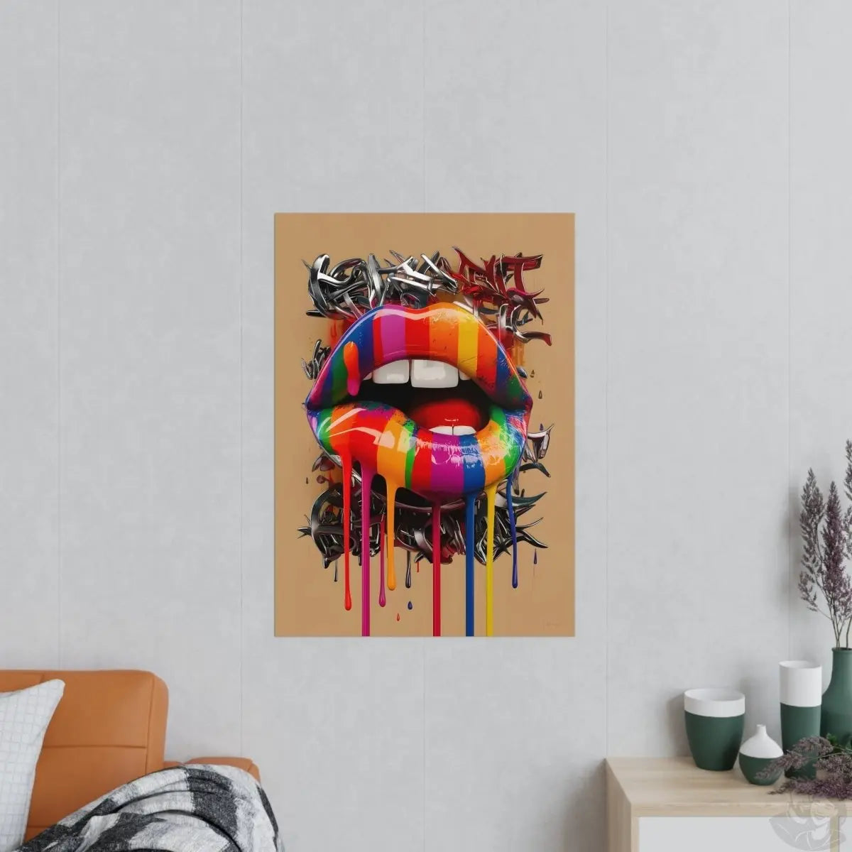 Kunstposter Bunte Lippen – Modernes Grafikkunstwerk - Poster bei HappyHugPixels