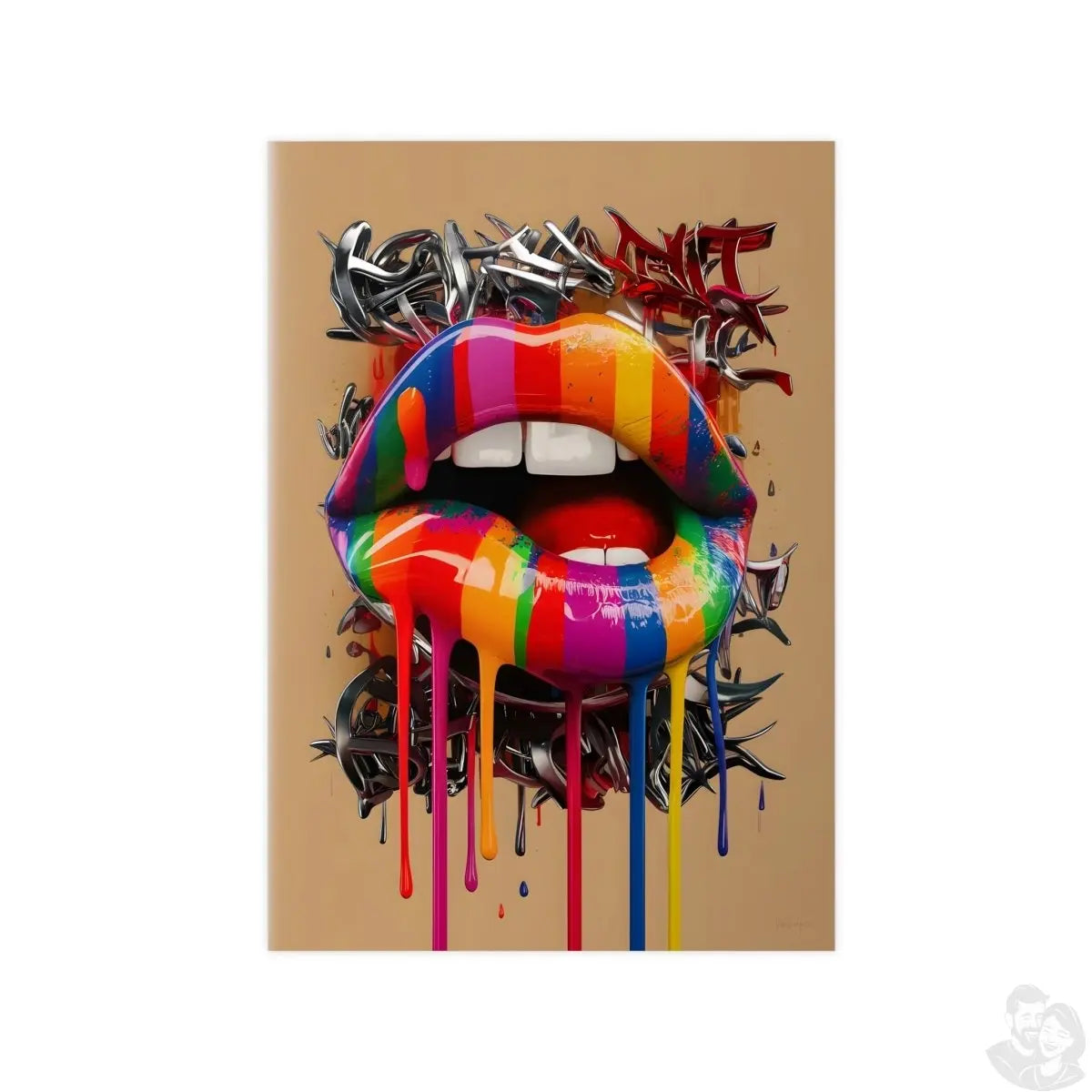 Kunstposter Bunte Lippen – Modernes Grafikkunstwerk - Poster bei HappyHugPixels