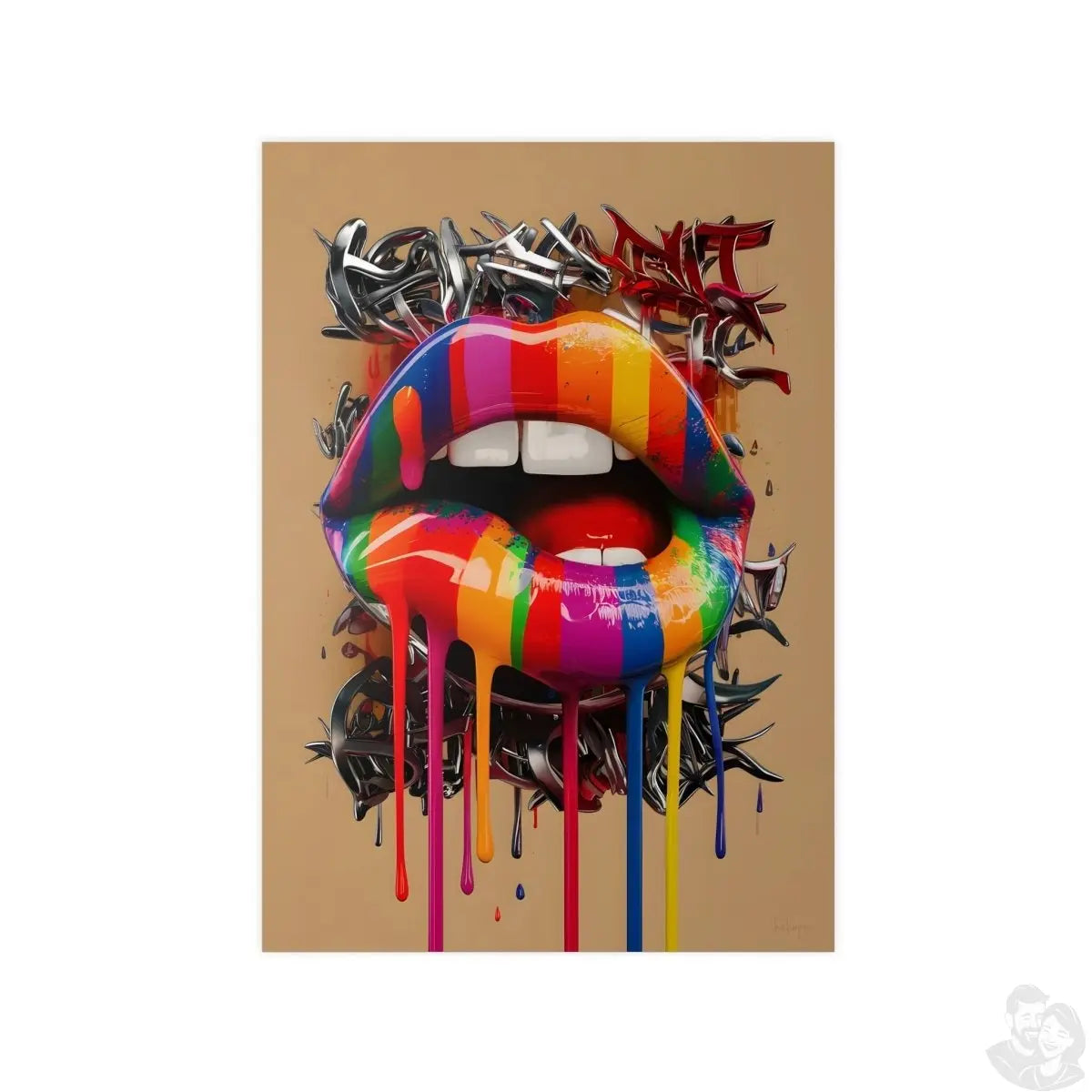 Kunstposter Bunte Lippen – Modernes Grafikkunstwerk - Poster bei HappyHugPixels