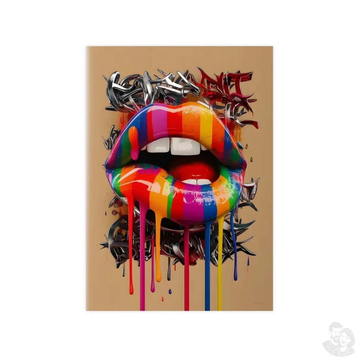 Kunstposter Bunte Lippen – Modernes Grafikkunstwerk - Poster bei HappyHugPixels