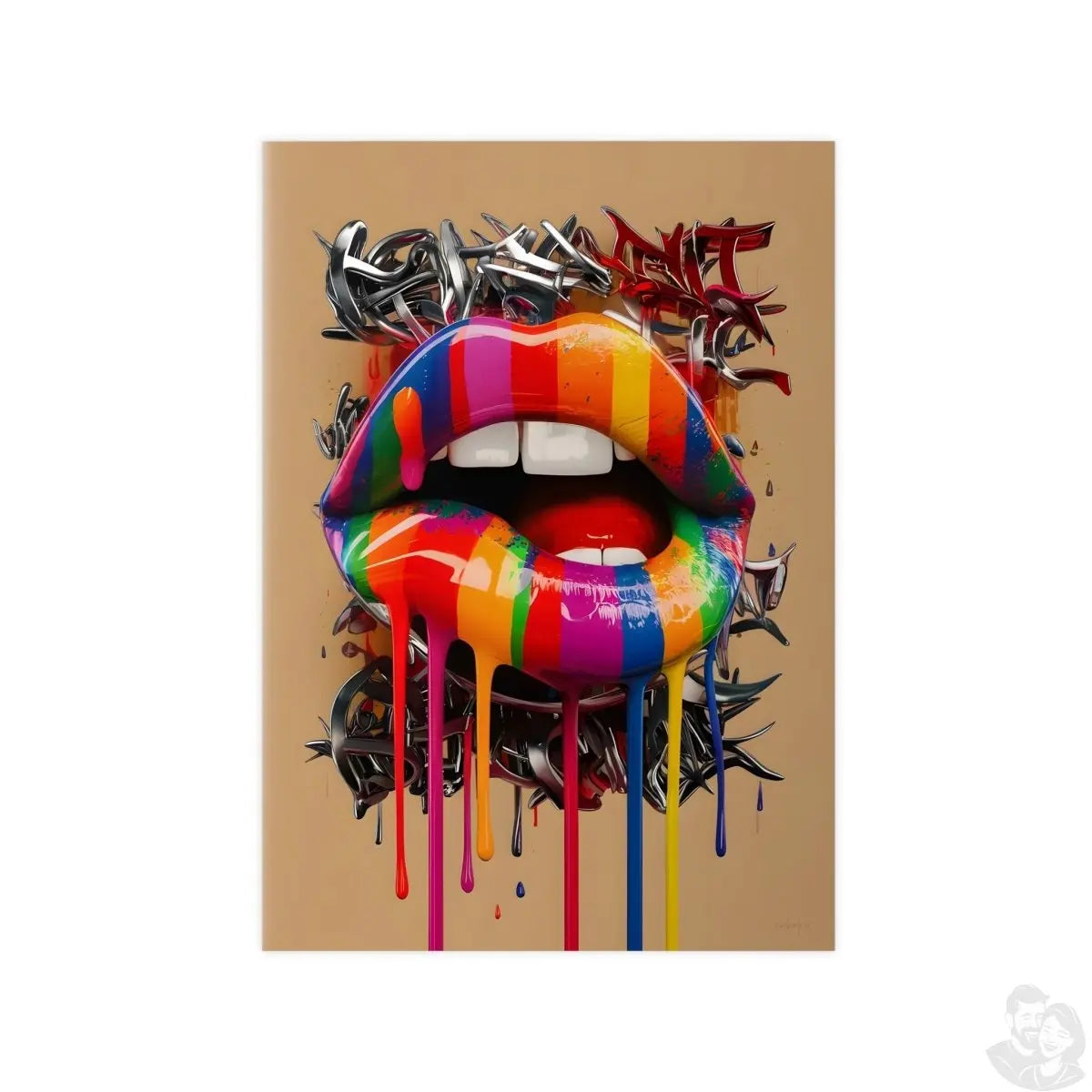 Kunstposter Bunte Lippen – Modernes Grafikkunstwerk - Poster bei HappyHugPixels