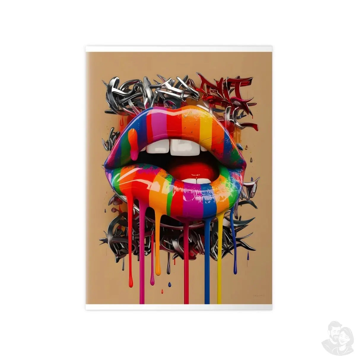 Kunstposter Bunte Lippen – Modernes Grafikkunstwerk - Poster bei HappyHugPixels