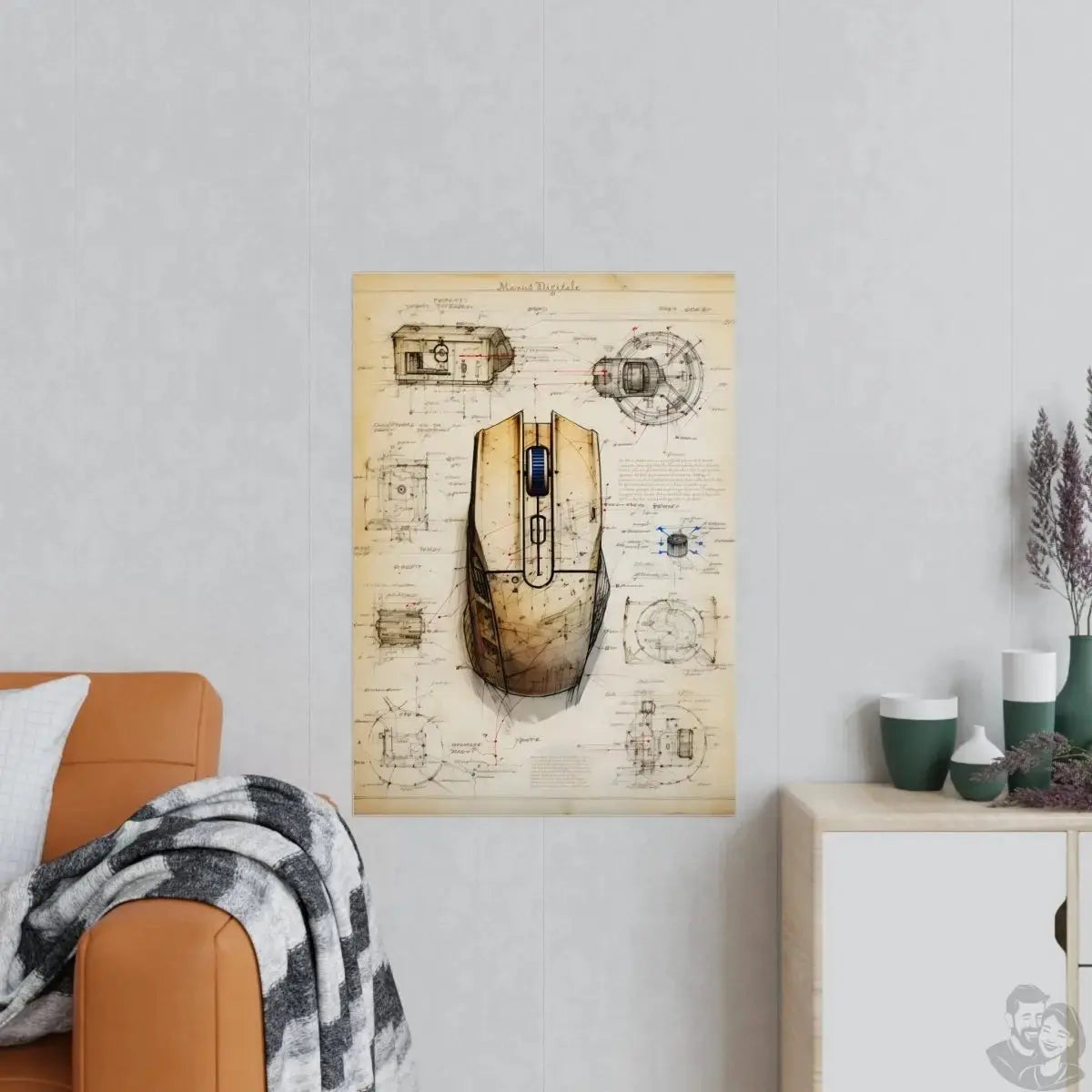 Computermaus daVinci Poster : 'Manus Digitale' – KI Illustration merchOne