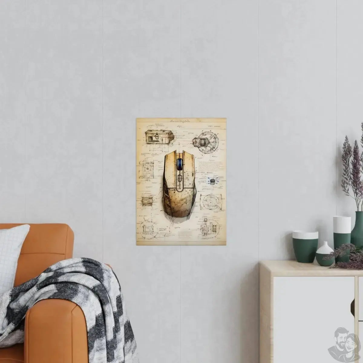 Computermaus daVinci Poster : 'Manus Digitale' – KI Illustration merchOne