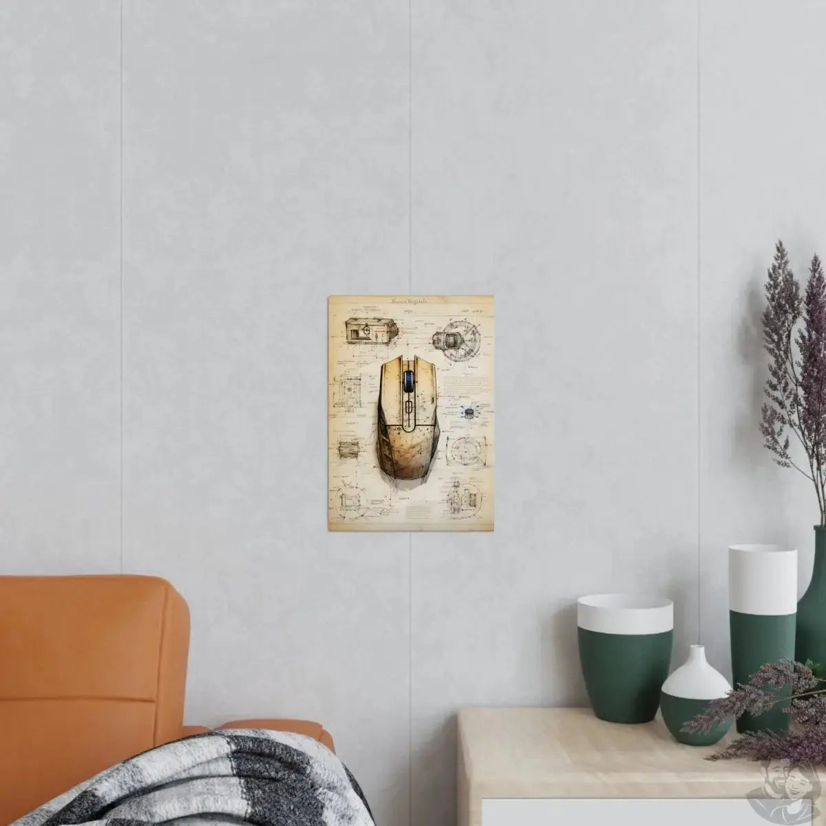 Computermaus daVinci Poster : 'Manus Digitale' – KI Illustration merchOne