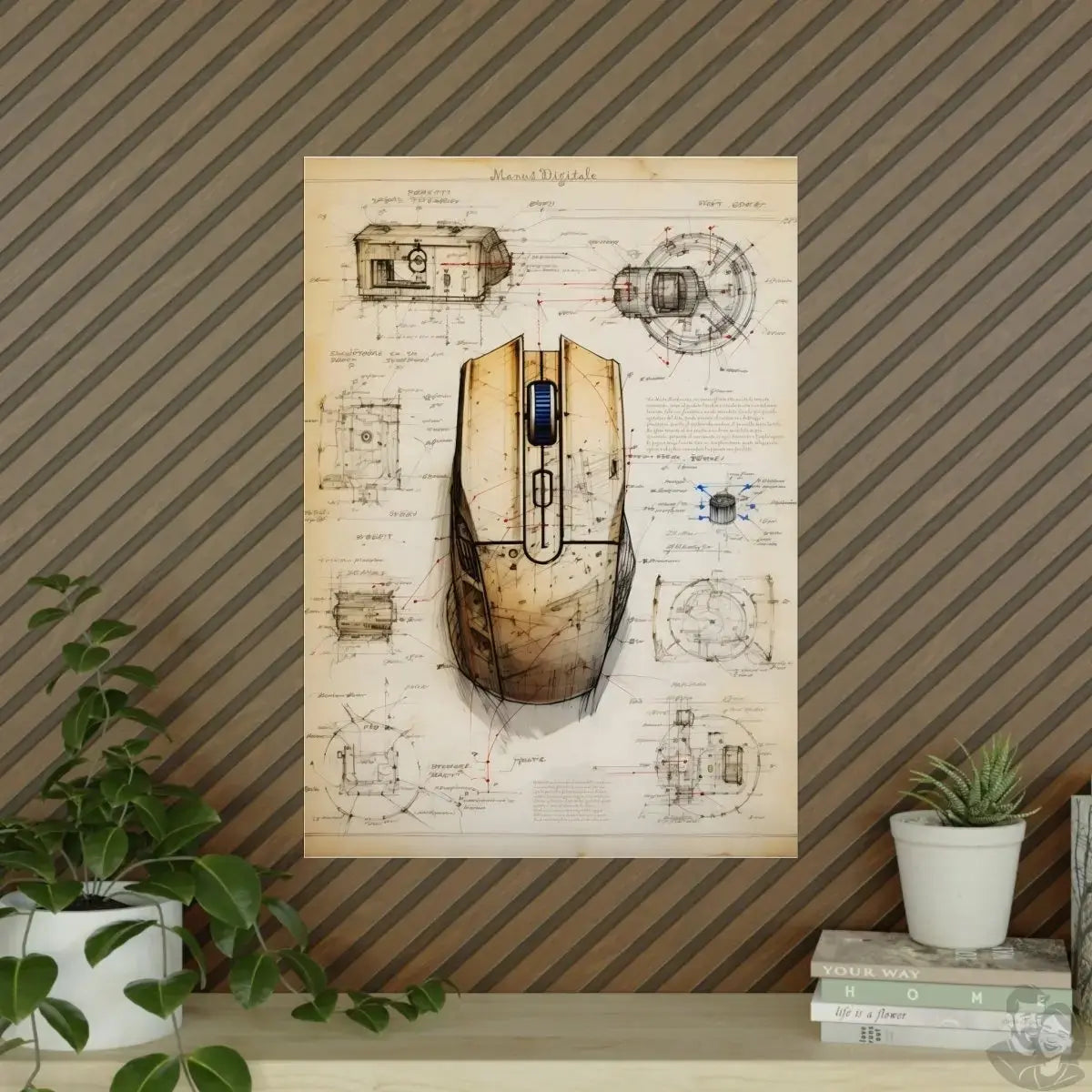 Computermaus daVinci Poster : 'Manus Digitale' – KI Illustration merchOne