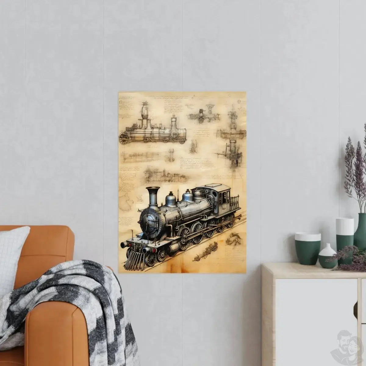 Eisenbahn daVinci Poster 'Locomotiva di Leonardo' KI Kunstwerk merchOne