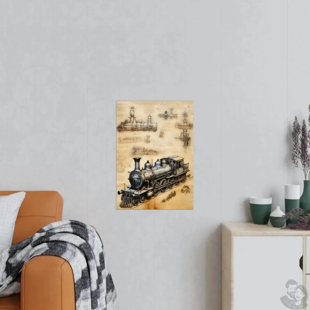 Eisenbahn daVinci Poster 'Locomotiva di Leonardo' KI Kunstwerk merchOne