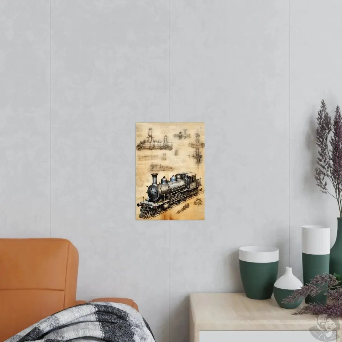 Eisenbahn daVinci Poster 'Locomotiva di Leonardo' KI Kunstwerk merchOne