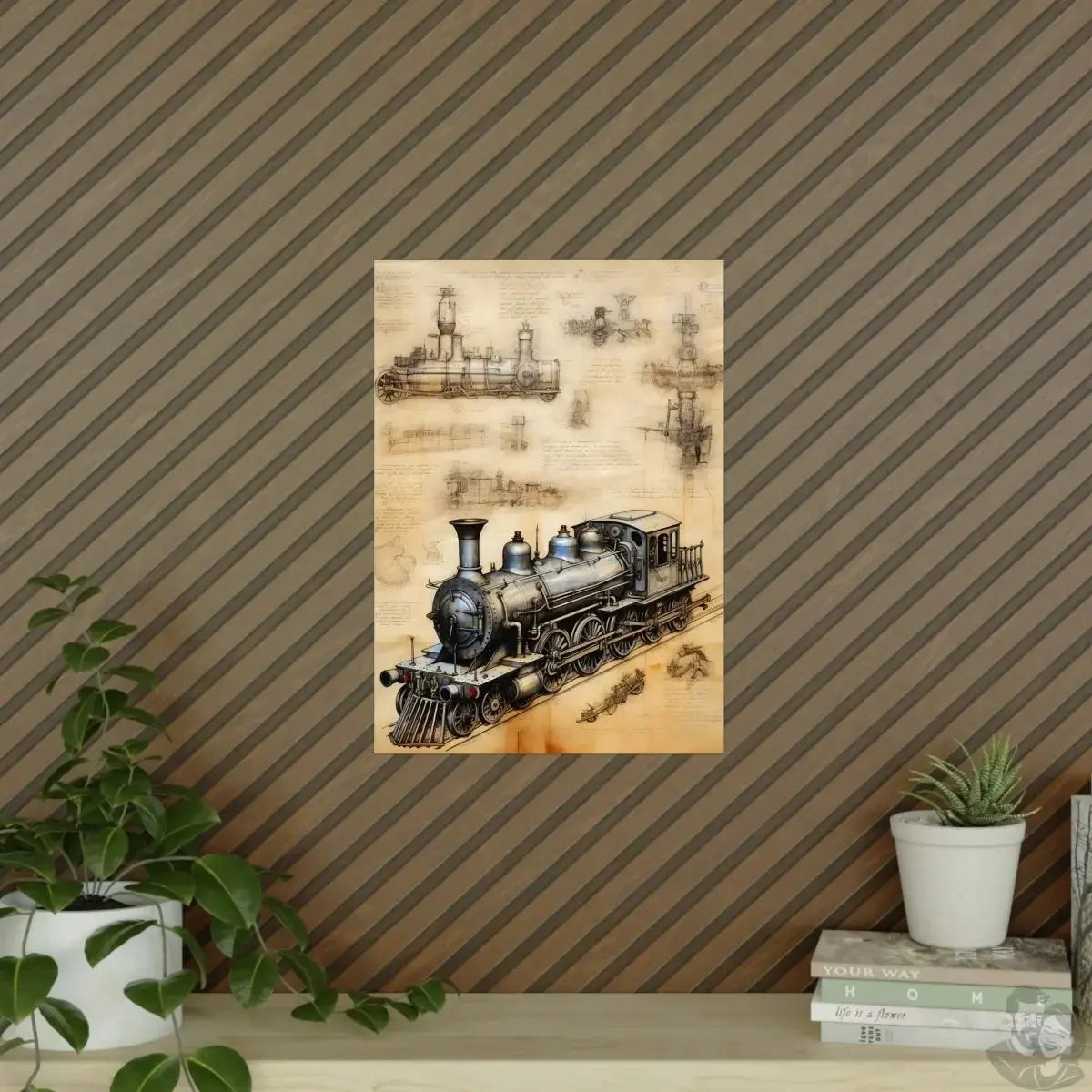 Eisenbahn daVinci Poster 'Locomotiva di Leonardo' KI Kunstwerk merchOne