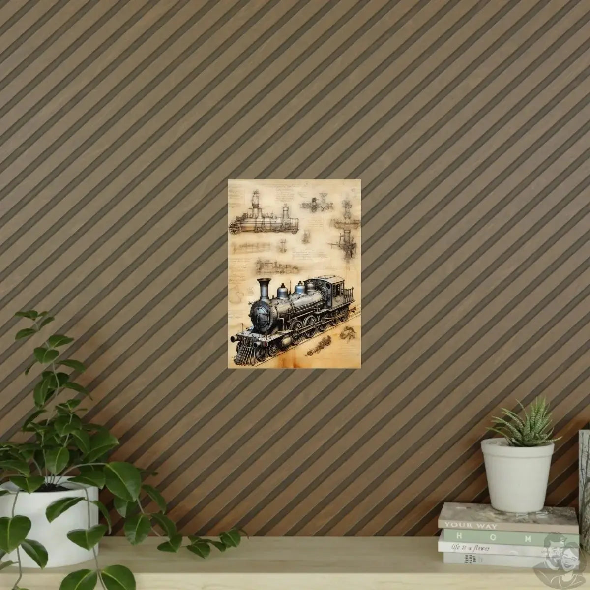 Eisenbahn daVinci Poster 'Locomotiva di Leonardo' KI Kunstwerk merchOne
