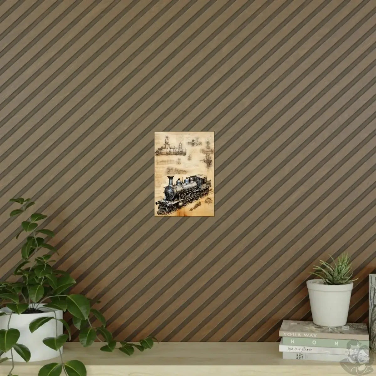Eisenbahn daVinci Poster 'Locomotiva di Leonardo' KI Kunstwerk merchOne