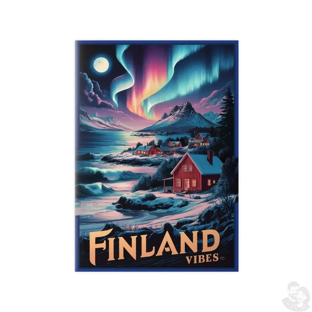 Finnland Travelposter – Magische Nordlichter - Poster bei HappyHugPixels