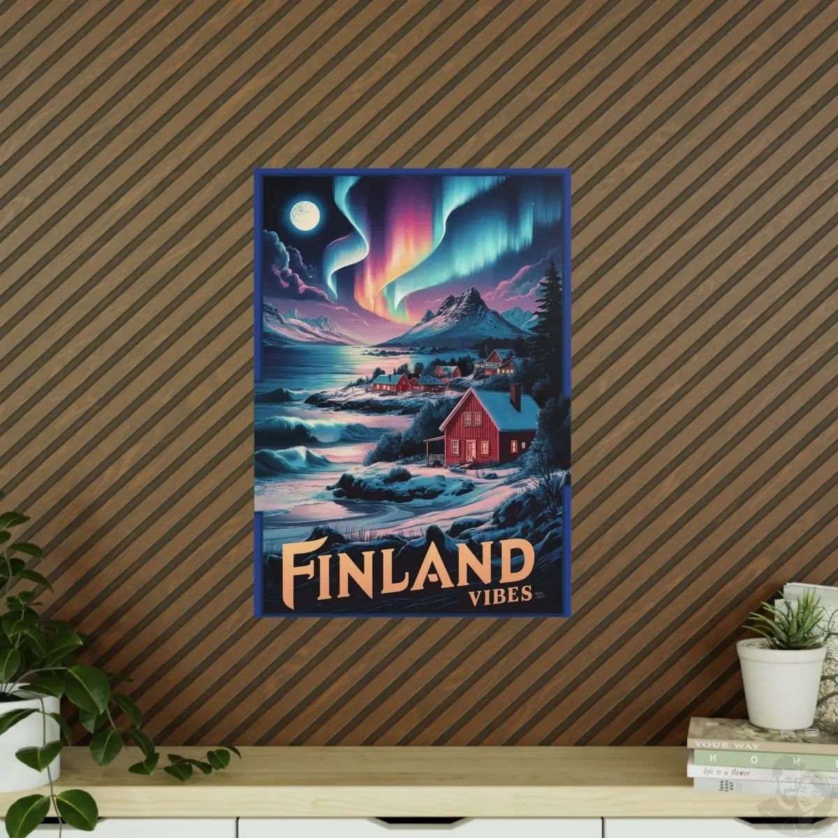 Finnland Travelposter – Magische Nordlichter - Poster bei HappyHugPixels
