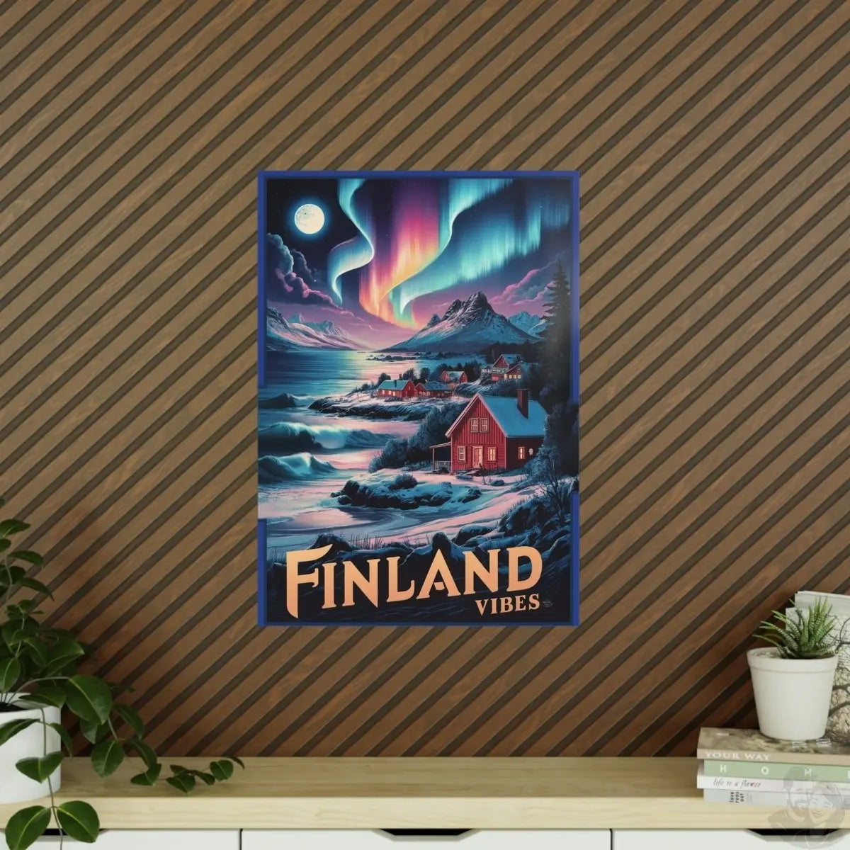 Finnland Travelposter – Magische Nordlichter - Poster bei HappyHugPixels