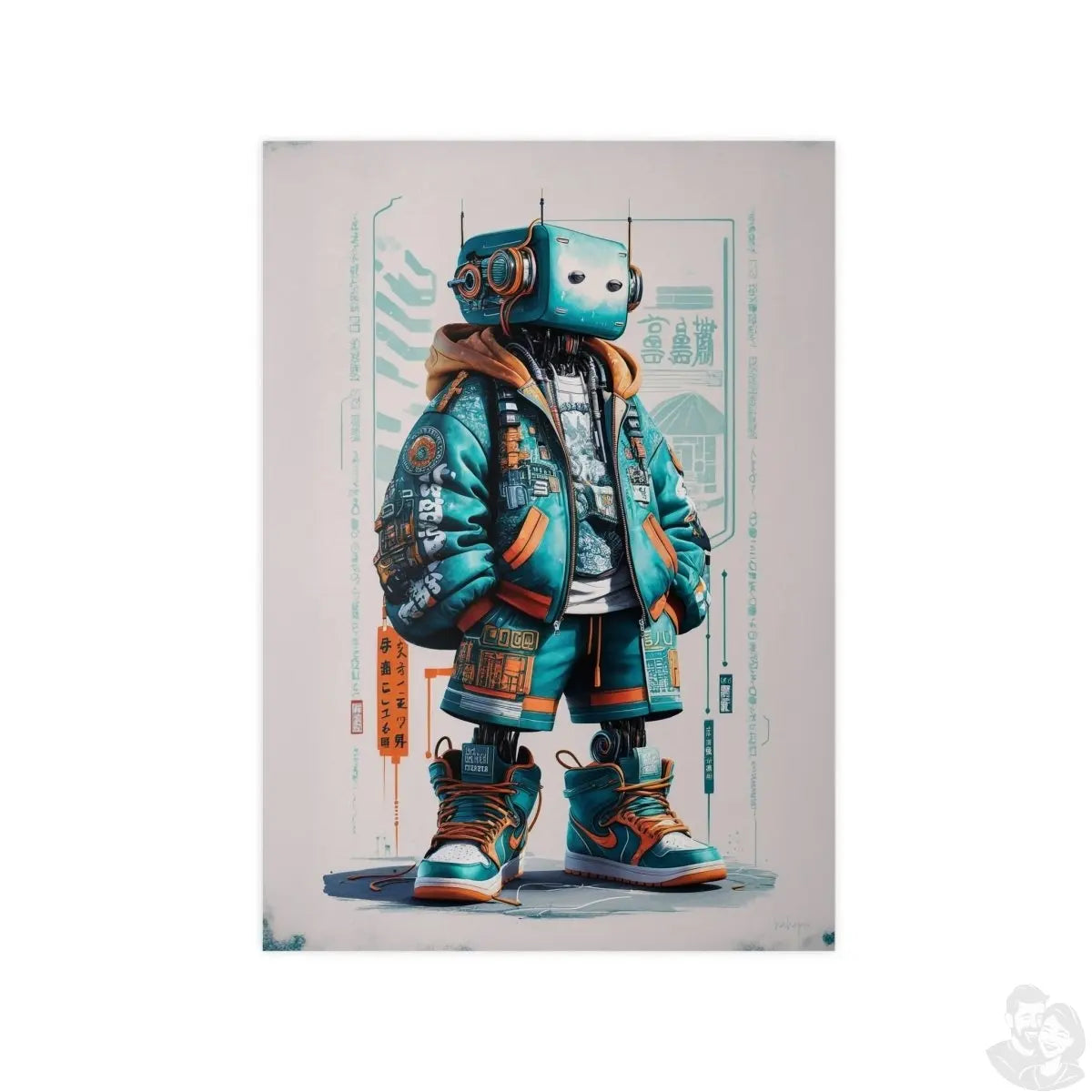 Gaming Robot Poster – Futuristischer Cyborg im Streetwear - Look - Poster bei HappyHugPixels