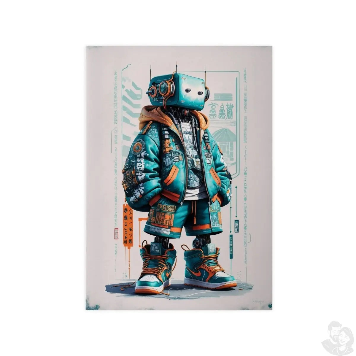 Gaming Robot Poster – Futuristischer Cyborg im Streetwear - Look - Poster bei HappyHugPixels