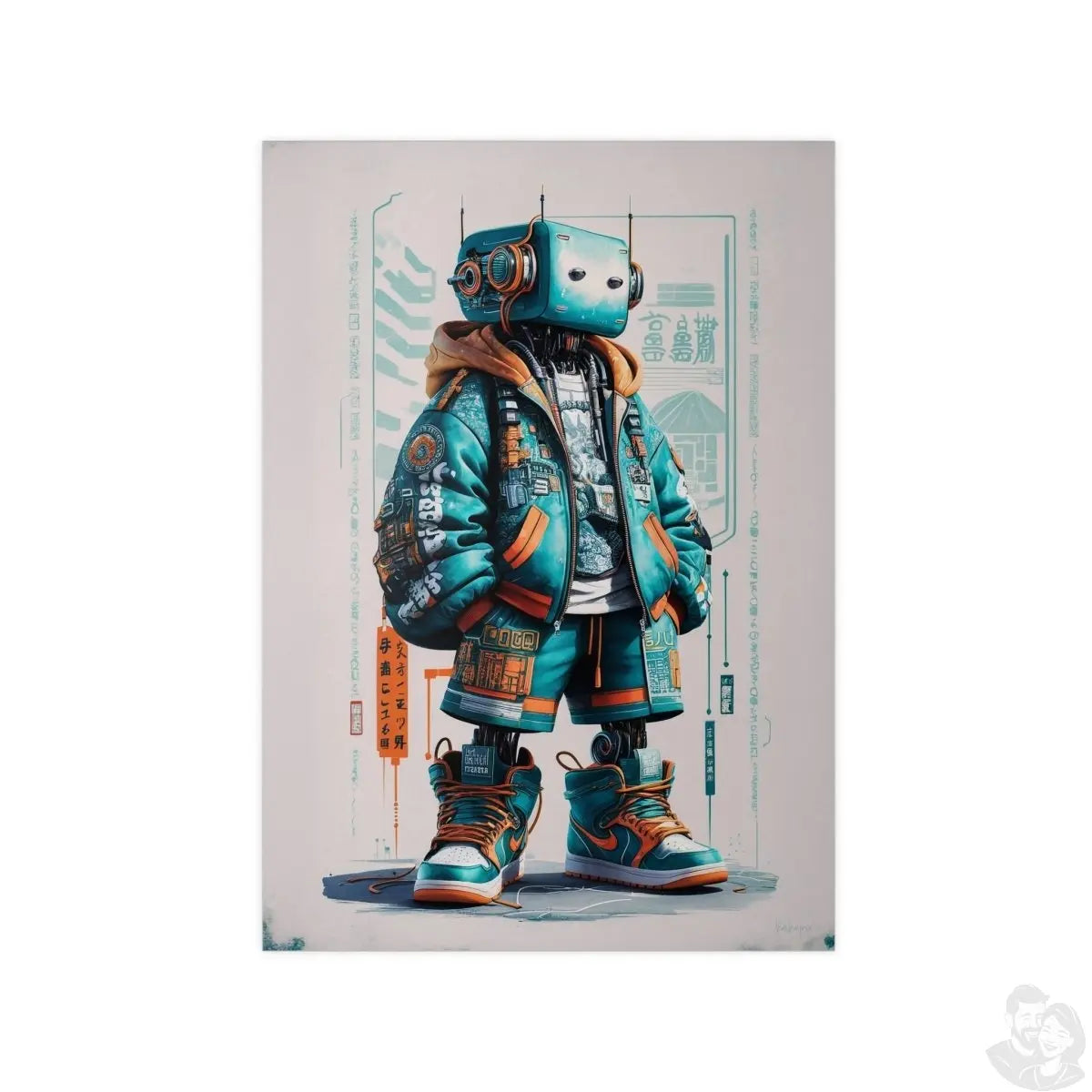 Gaming Robot Poster – Futuristischer Cyborg im Streetwear - Look - Poster bei HappyHugPixels
