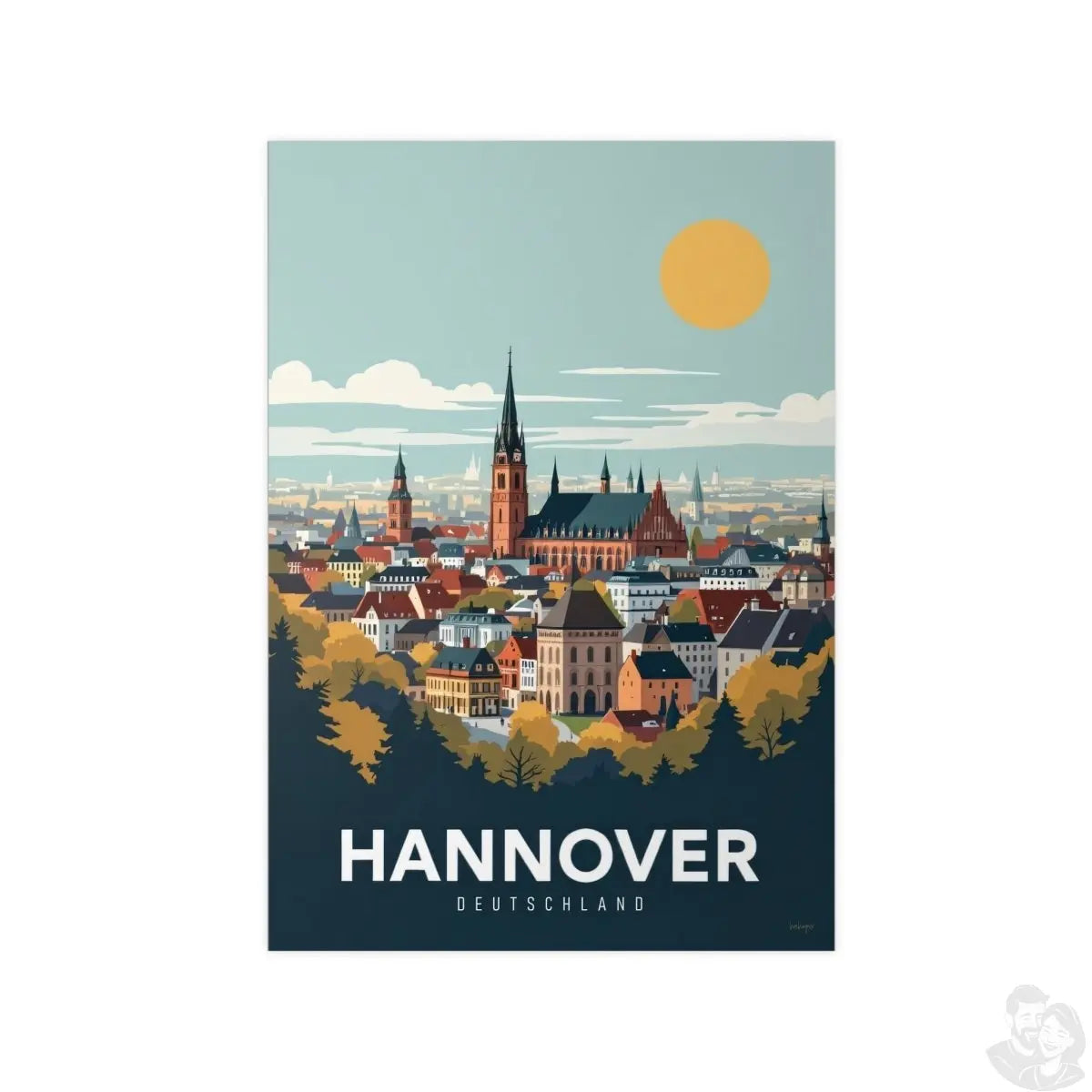 Hannover Reiseposter: Malerische Stadtansicht auf Premium - Fotopapier - Poster bei HappyHugPixels