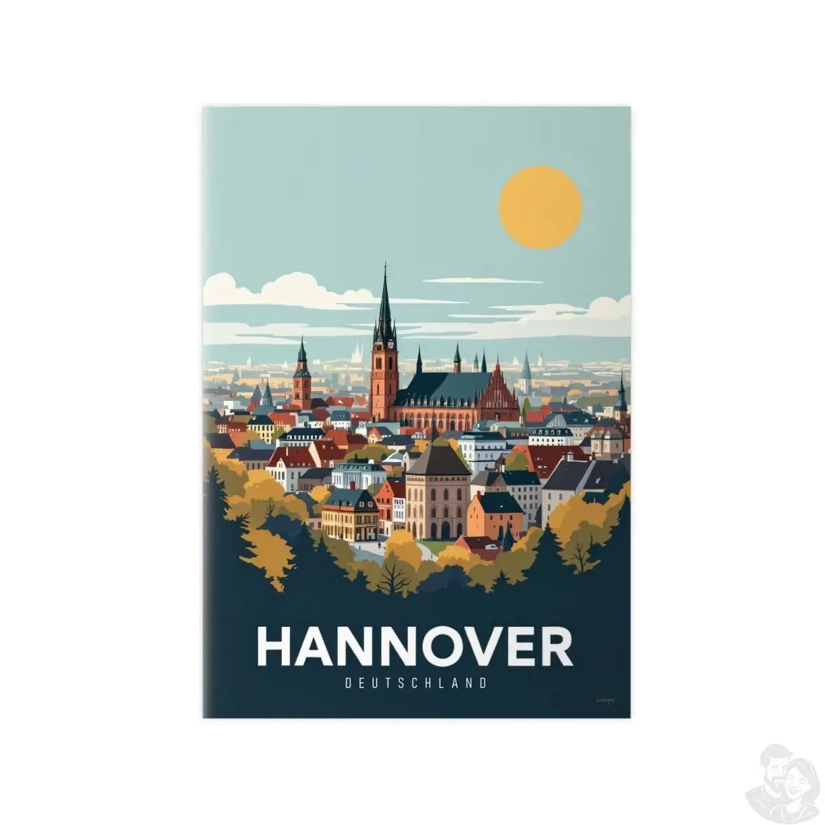 Hannover Reiseposter: Malerische Stadtansicht auf Premium - Fotopapier - Poster bei HappyHugPixels
