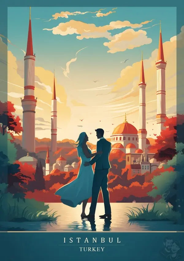 Istanbul Poster - Verliebte vor malerischer Kulisse
