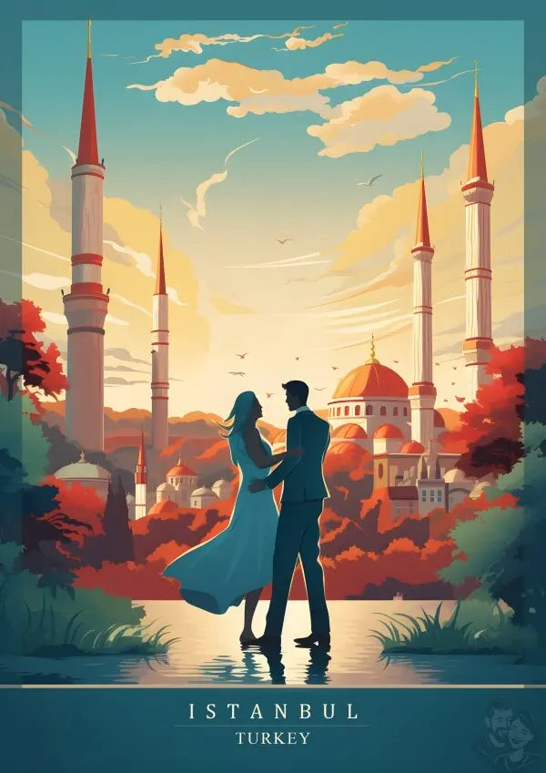 Istanbul Poster - Verliebte vor malerischer Kulisse