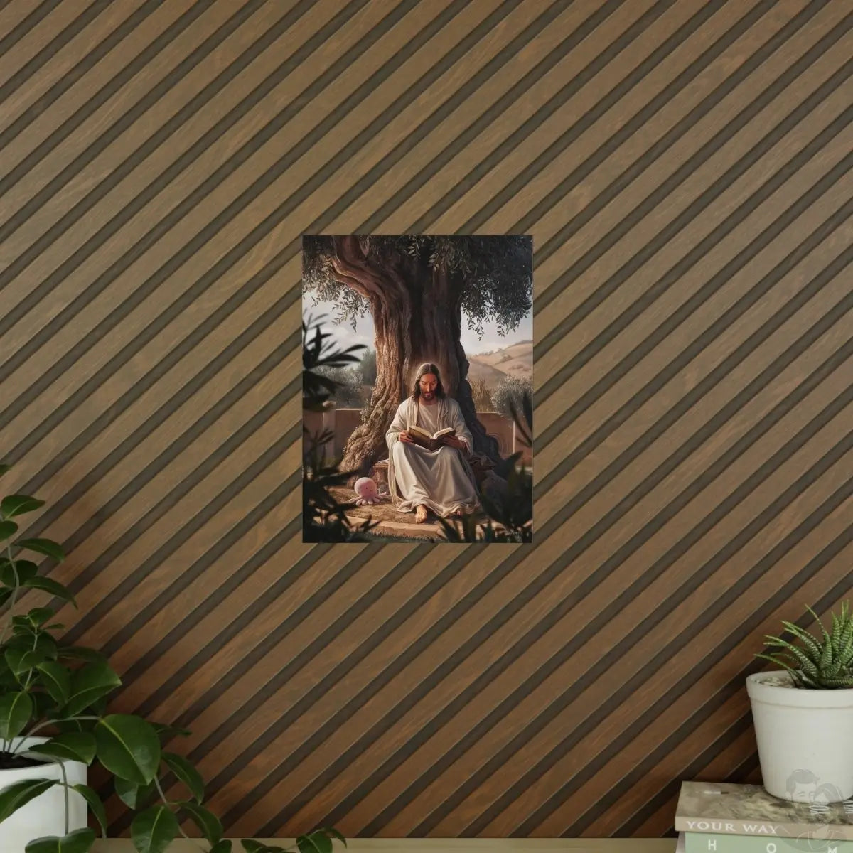 Jesus - The Messias mit einem rosa Oktopus - Kunstposter - Poster bei HappyHugPixels