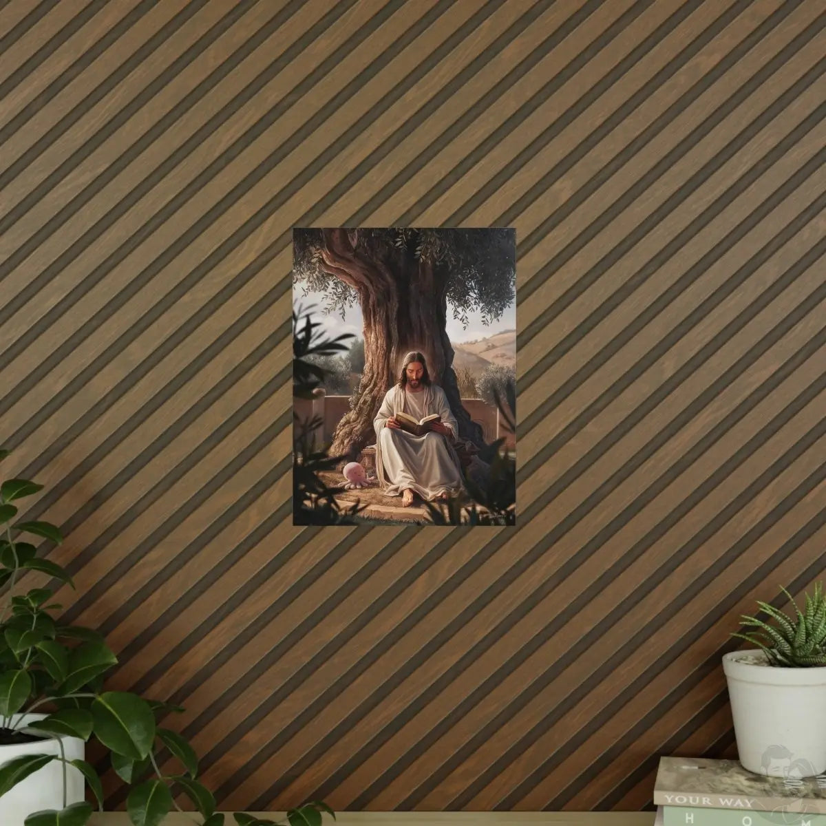 Jesus - The Messias mit einem rosa Oktopus - Kunstposter - Poster bei HappyHugPixels