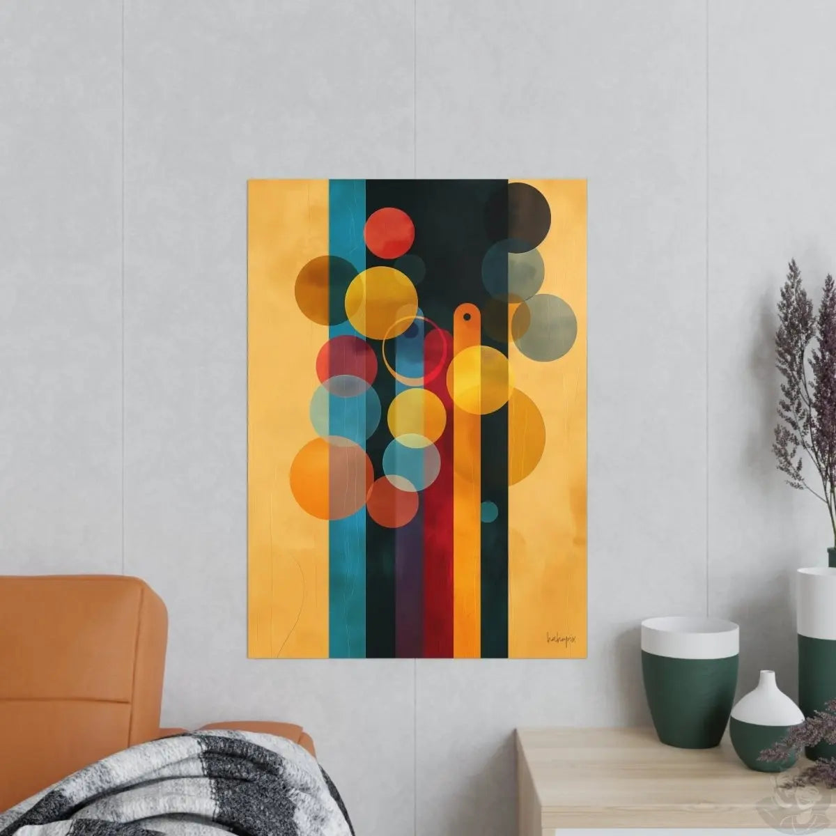 Kaleidoskop der Moderne Kunstposter - Farbenfrohes Kreise und Linien - Poster bei HappyHugPixels