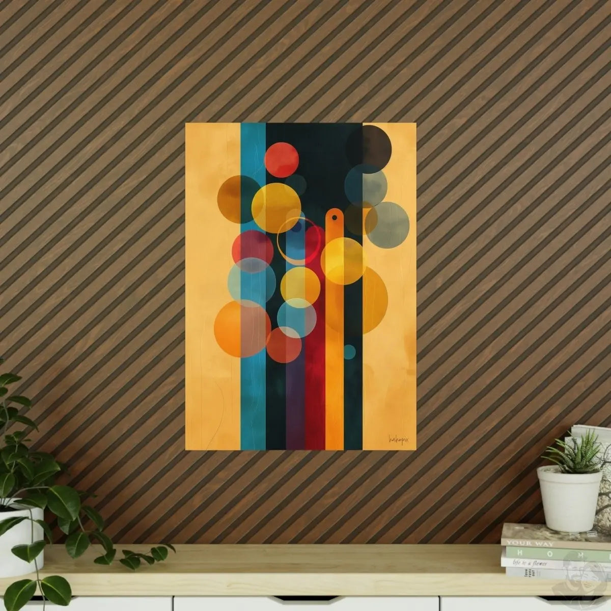 Kaleidoskop der Moderne Kunstposter - Farbenfrohes Kreise und Linien - Poster bei HappyHugPixels