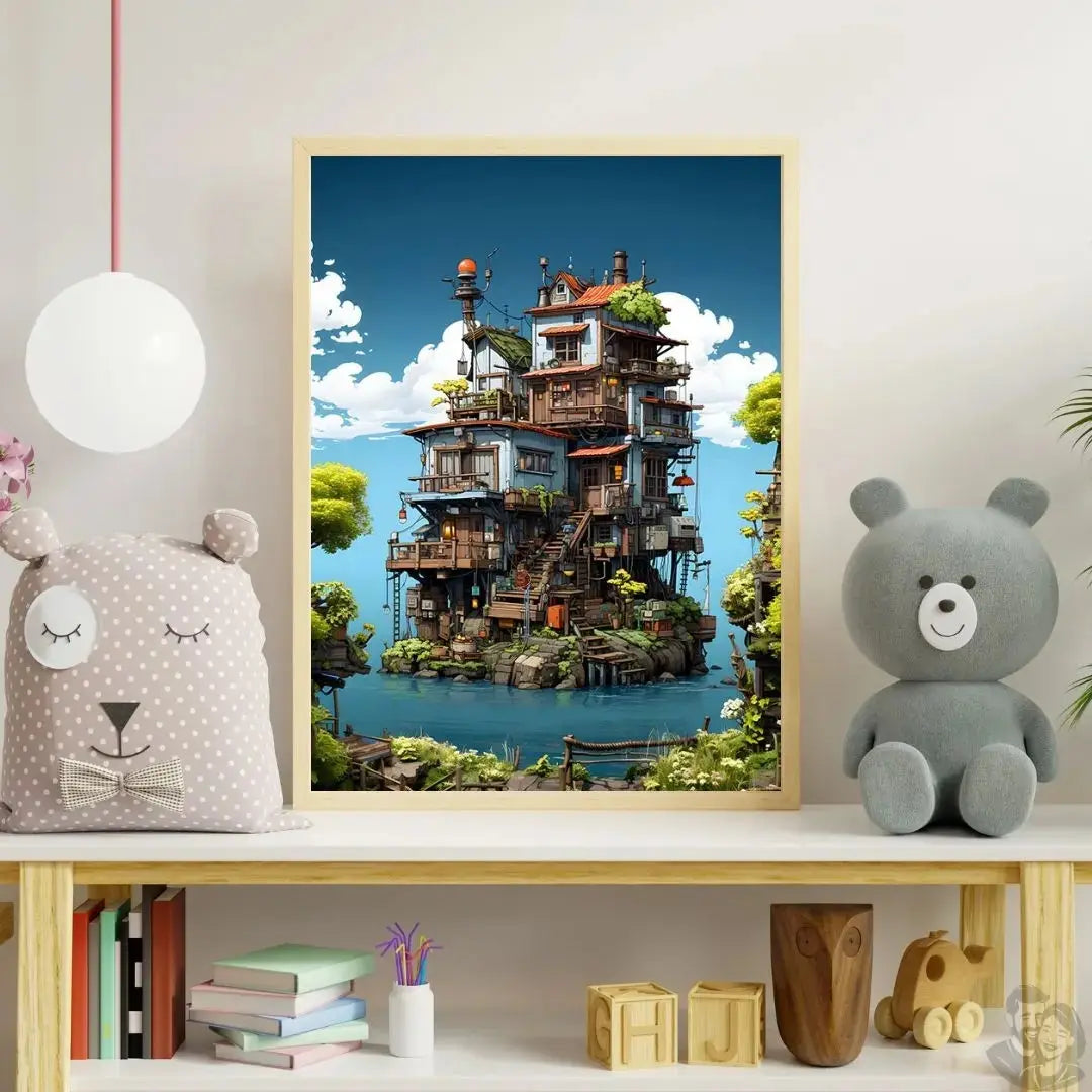 Kinder Märchens Inselhaus Poster - Märchenhaftes Holzdomizil merchOne