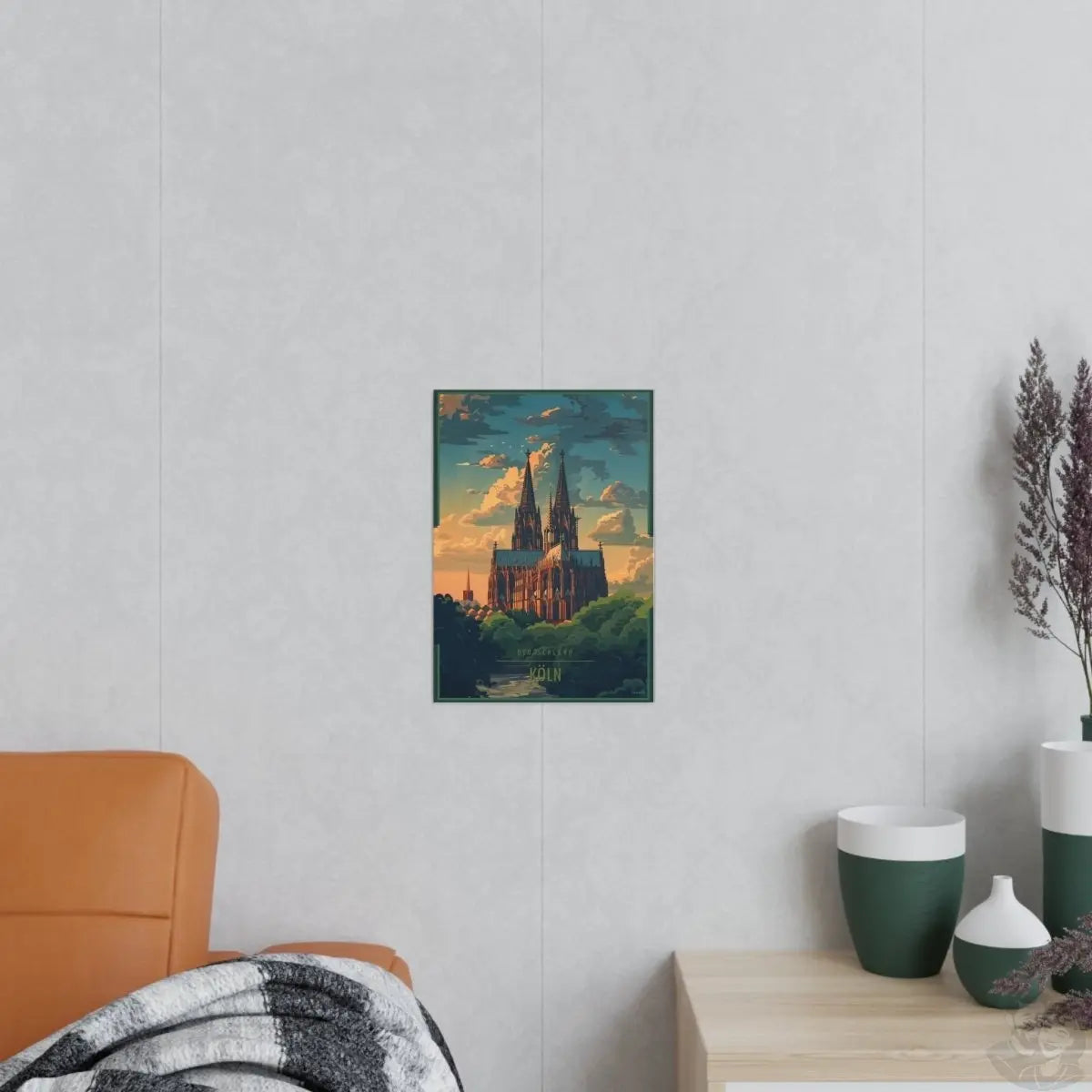 Kölner Dom - Stilvolles Reiseposter des Wahrzeichens - Poster bei HappyHugPixels