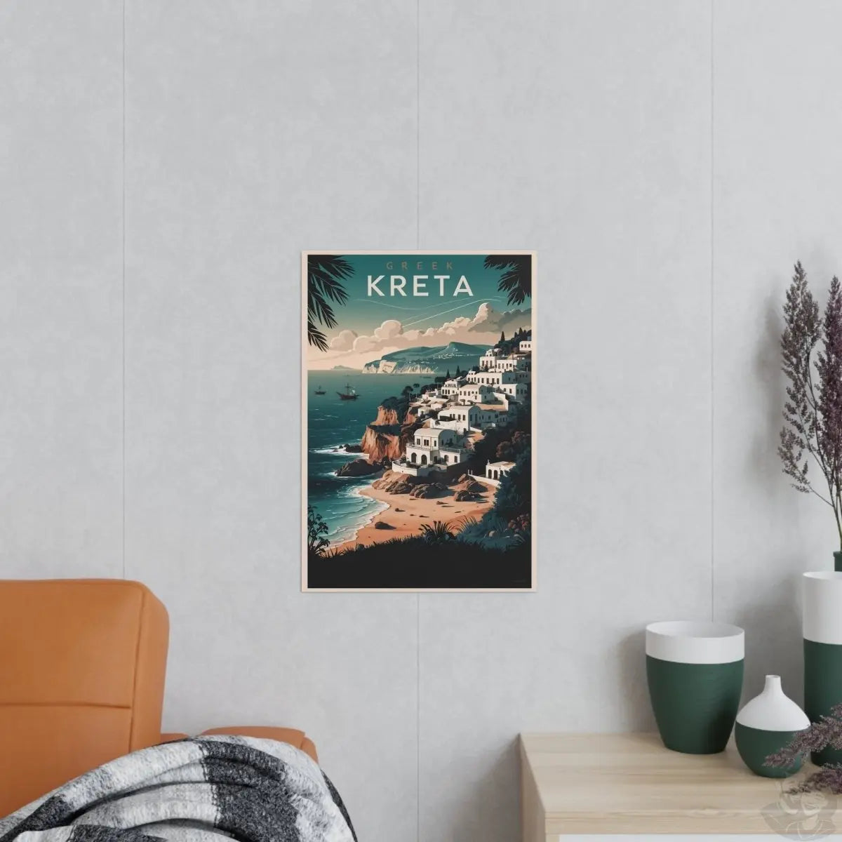 Kreta Travelposter - Vintage Reiseposter Griechische Insel - Poster bei HappyHugPixels