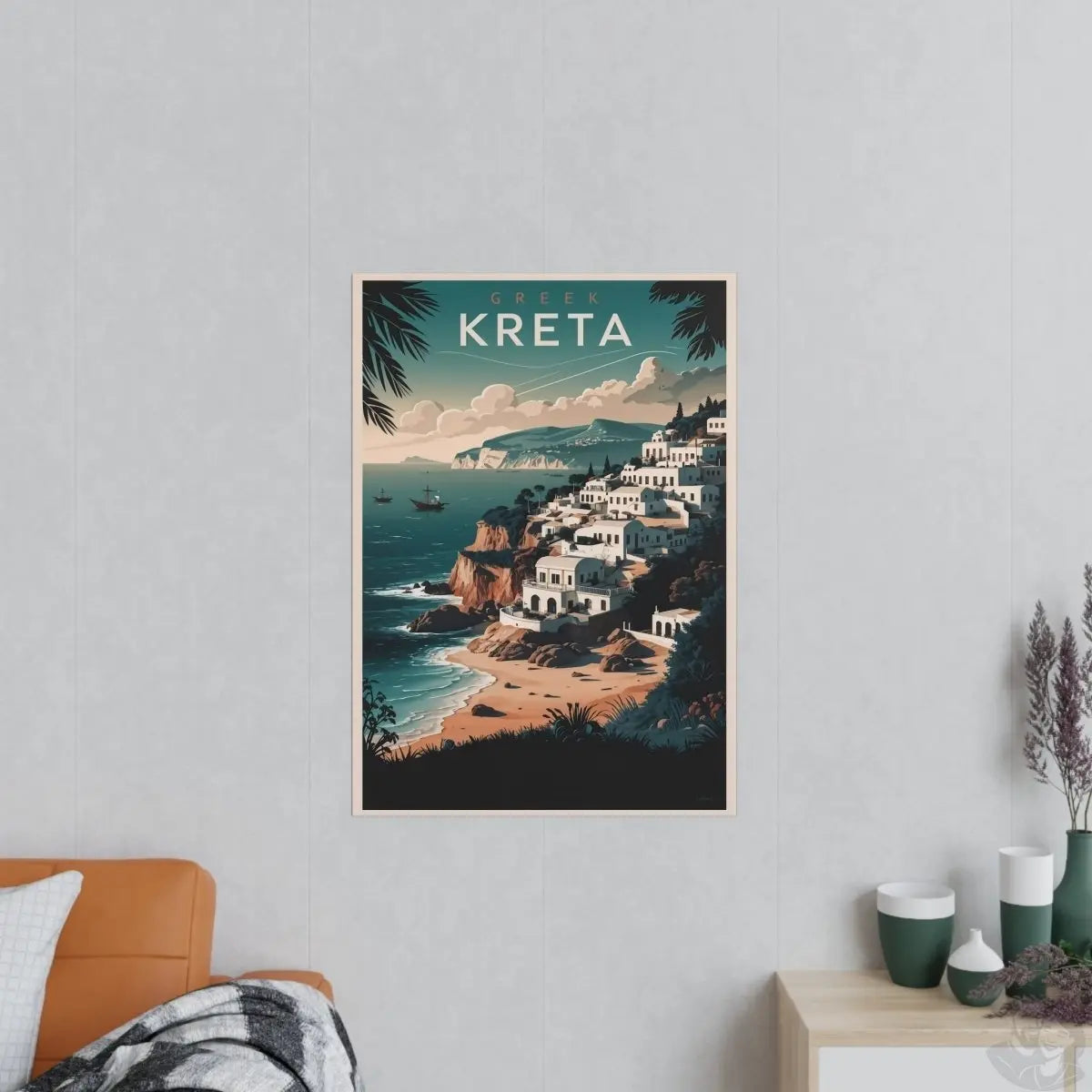 Kreta Travelposter - Vintage Reiseposter Griechische Insel - Poster bei HappyHugPixels