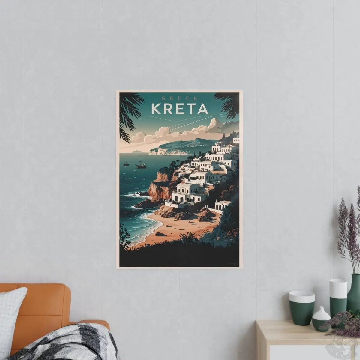 Kreta Travelposter - Vintage Reiseposter Griechische Insel - Poster bei HappyHugPixels