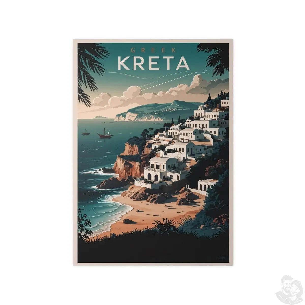 Kreta Travelposter - Vintage Reiseposter Griechische Insel - Poster bei HappyHugPixels