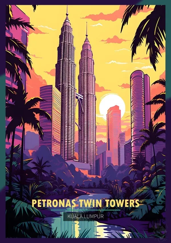 Kuala Lumpur Travel Poster - Petronas Twin Towers