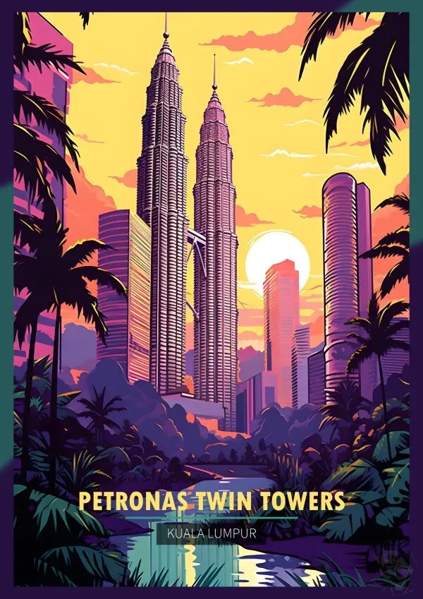 Kuala Lumpur Travel Poster - Petronas Twin Towers