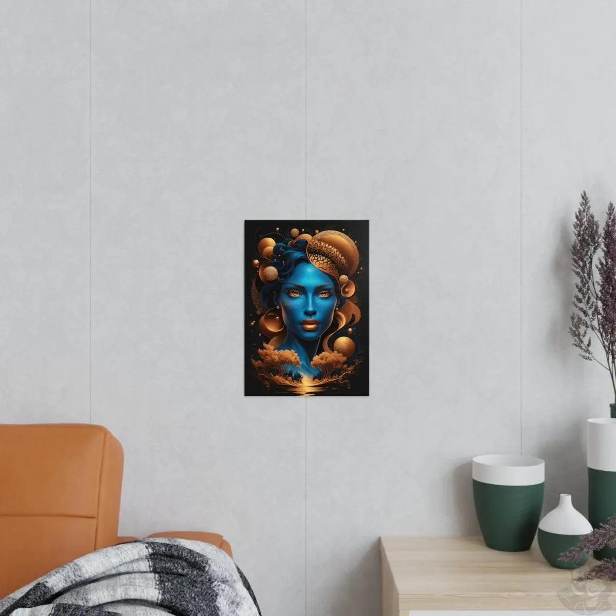 Kunstposter Blaues Gesicht – Surrealistische Kunst - Poster bei HappyHugPixels