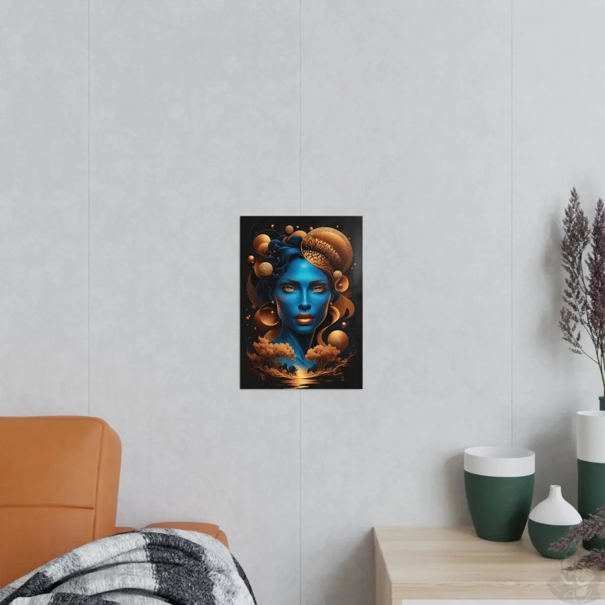 Kunstposter Blaues Gesicht – Surrealistische Kunst - Poster bei HappyHugPixels