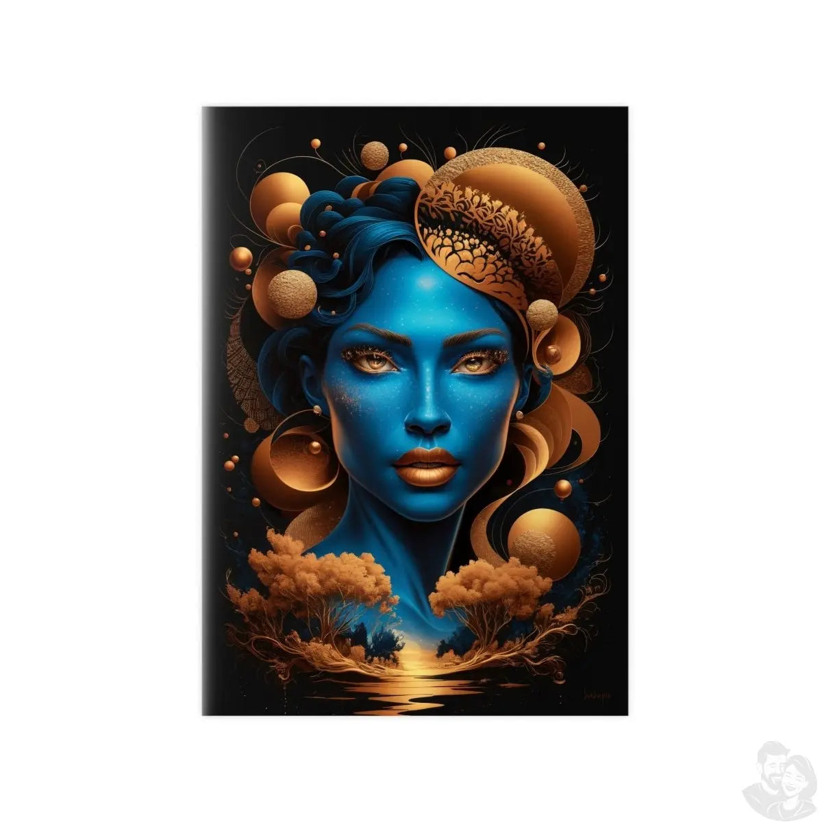 Kunstposter Blaues Gesicht – Surrealistische Kunst - Poster bei HappyHugPixels