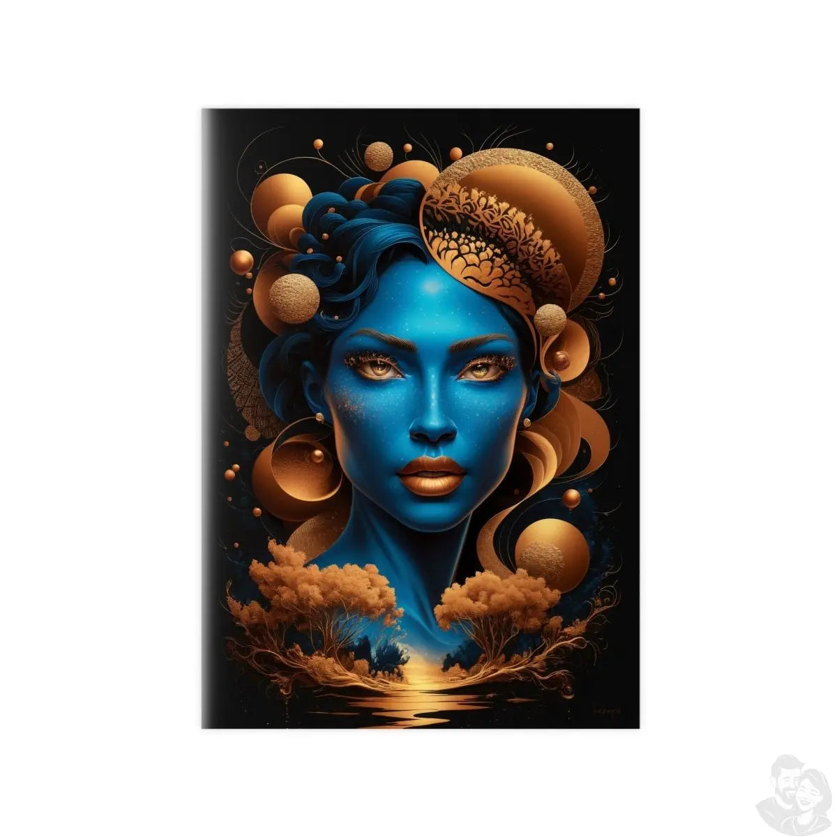 Kunstposter Blaues Gesicht – Surrealistische Kunst - Poster bei HappyHugPixels
