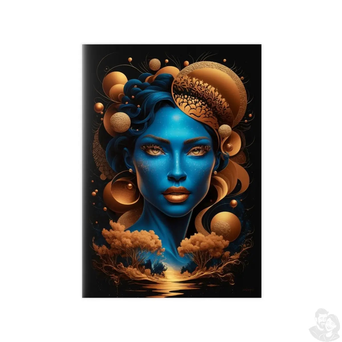Kunstposter Blaues Gesicht – Surrealistische Kunst - Poster bei HappyHugPixels