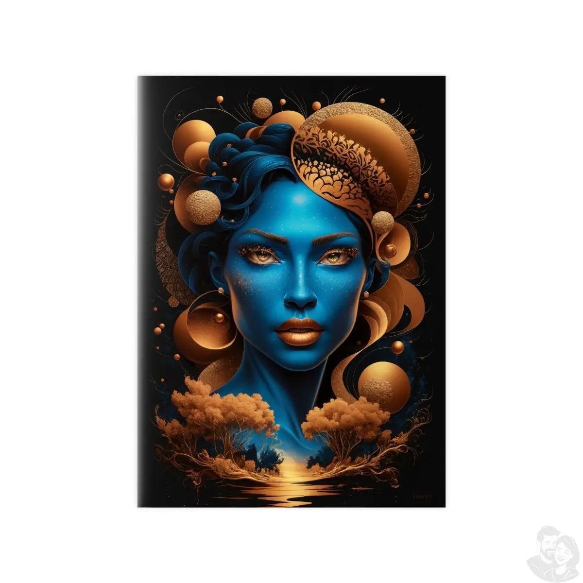 Kunstposter Blaues Gesicht – Surrealistische Kunst - Poster bei HappyHugPixels