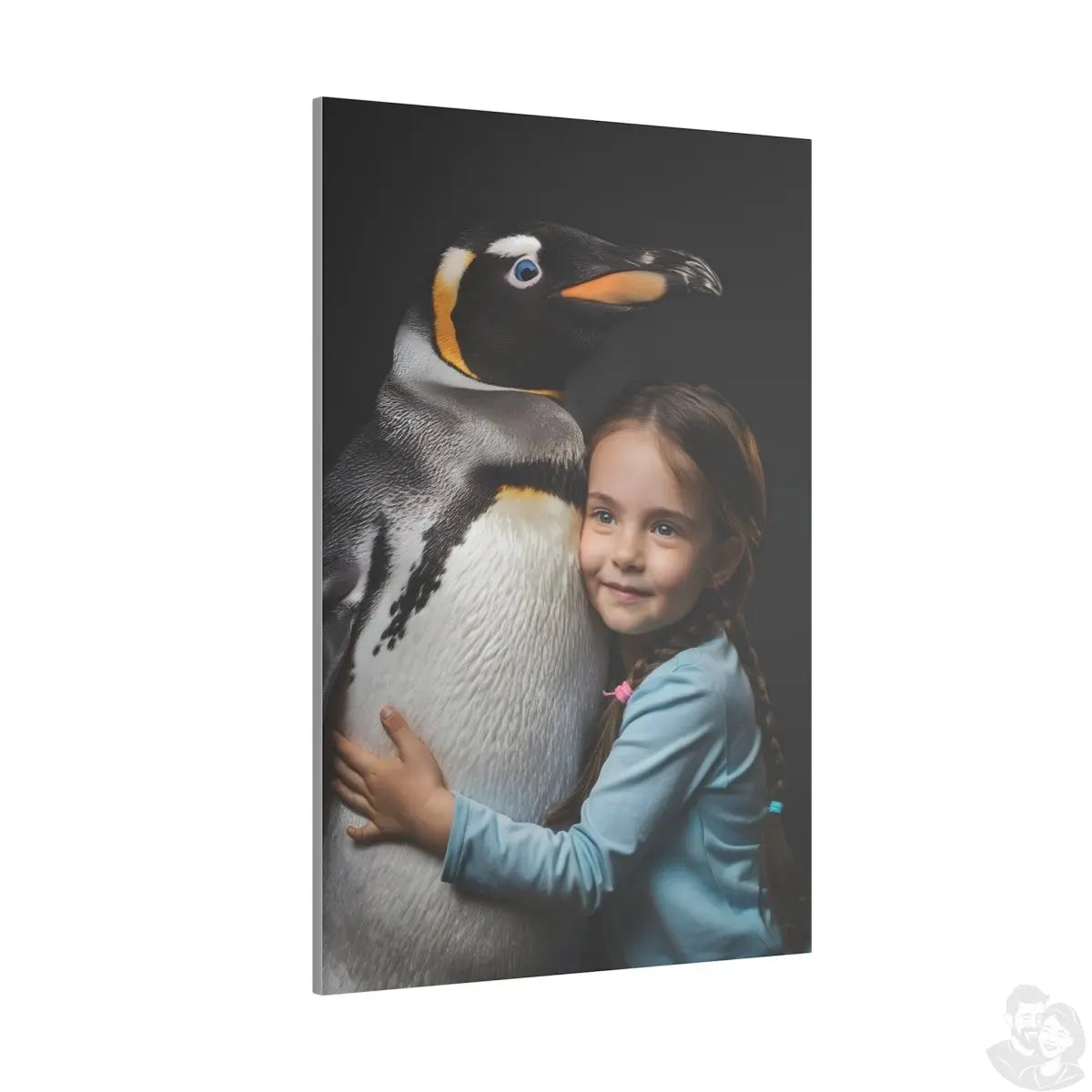 Leinwandbild Mädchen und Pinguin – Aus der Serie Little Girl Animals - Canvas bei HappyHugPixels