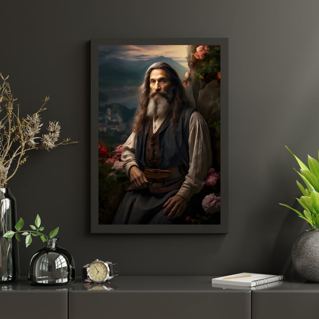 Leonardo da Vinci Portrait Leinwand - Renaissance KI Kunst - Poster bei HappyHugPixels