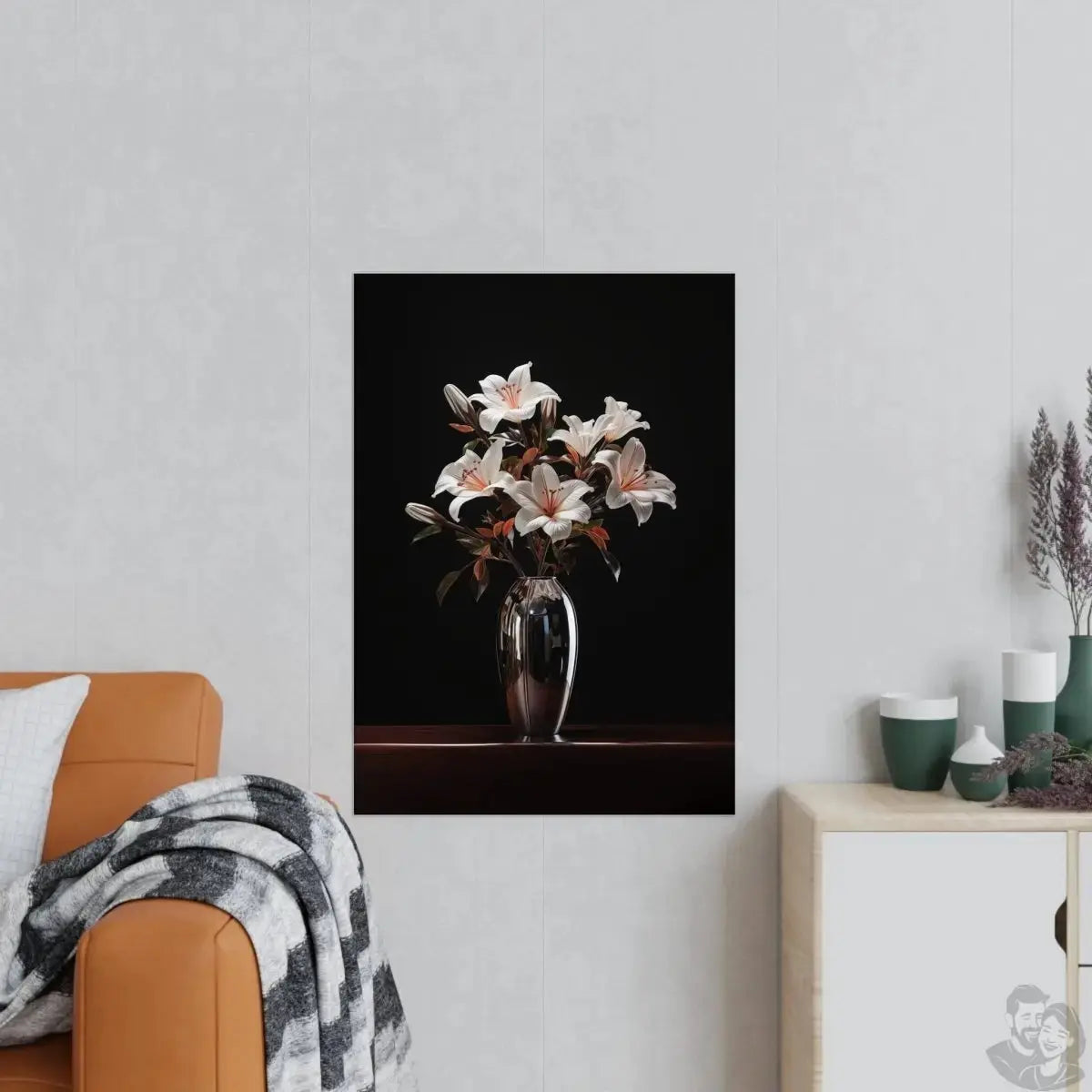 Lilien Poster - Glanzvolle Lilienpracht Chromdesign, Zeitlose Eleganz merchOne